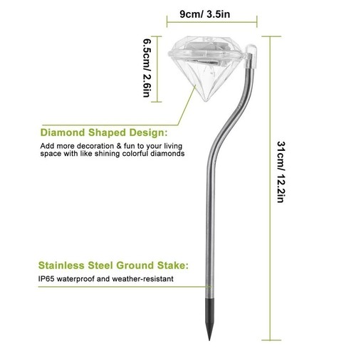 4PCS Solar Lights Color Changing Stake Lamp for Yard Pathway Decor Waterproof - Picture 6 of 6