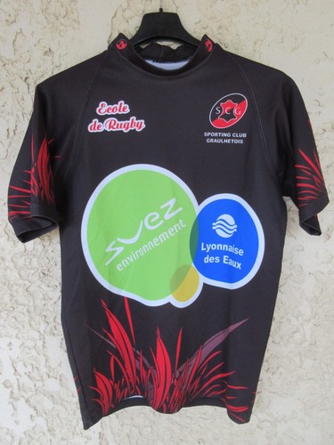 MAILLOT RUGBY USF FRONTON porté n°15 noir bleu shirt M EUR 29,90 - FR