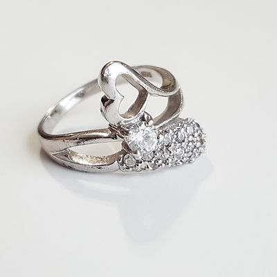vintage silver ring 欠けたハート Size 4 10 Estate Sterling Silver 925 Ring Arrow Heart Cupid