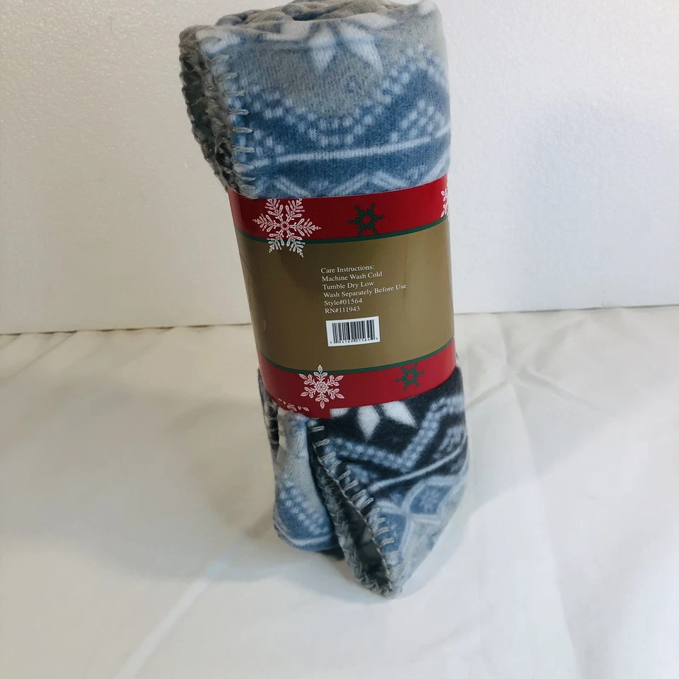 Cobertor de flocos de neve cinza azul dos namorados macio e aconchegante 50”x60” - Imagem 3 de 4