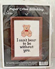 Paper Cross Stitching Teddy Bear Needle Magic USA 5" x 7" Cross Stich Kit Quote