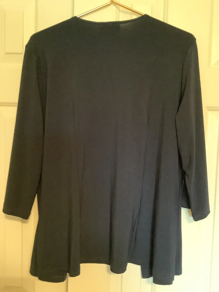 Conjunto de chaqueta abierta y pantalones Artex Collection para dama azul marino de 2 piezas, talla XL Foto 4 de 4