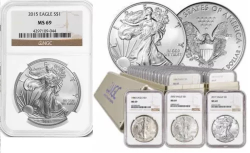 1986-2024 40-Coin Silver Eagle Set MS-69 NGC  (Type 1 & 2) (w/NGC Boxes)