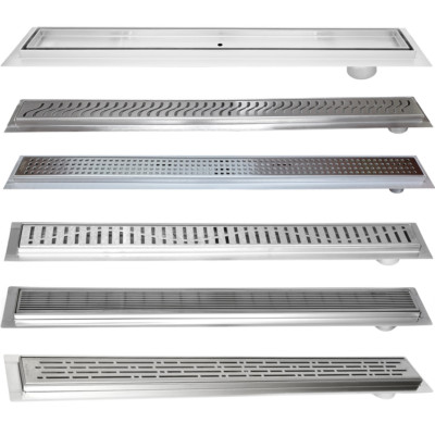 SereneDrains SS Side Outlet Linear Offset Shower Drain Brushed Nickel 16''-59''