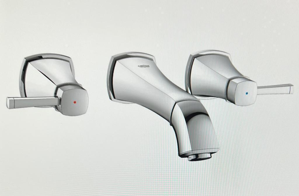 Grohe 3-loch Waschtischarmatur Grandera 20414 Wandmontage fms Ausladung 177mm