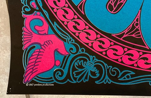 Poster psichedelico vintage 23x23 anni 60 Pandora luce nera l'amore è amore c.1967 - Foto 4 di 7
