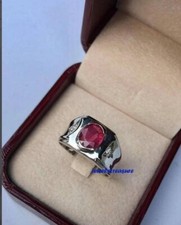 Natural Ruby  CZ Gemstone with 925 Sterling Silver Ring for Men's 499
