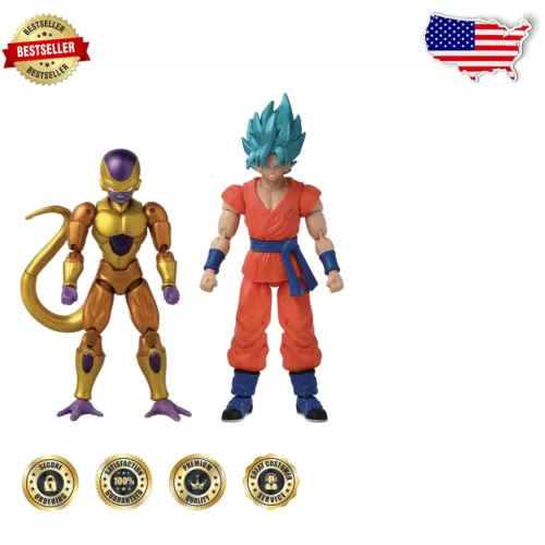 Paquete de batalla de estrellas de dragón coleccionables: figuras Golden Freezer y Super Saiyan Goku