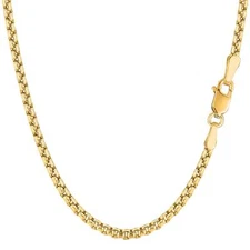 14k Yellow Real Gold Filled Round Box Chain Necklace, 3.4mm, 30"