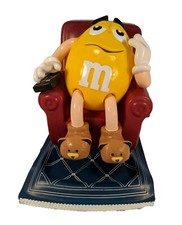 Vtg Yellow Peanut M&M’s Character Candy Dispenser Sitting On Recliner Chair 