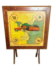 50s Folding Card Table Wood Ad M&G Convoy Buffalo NY Transport Trucking Dodge
