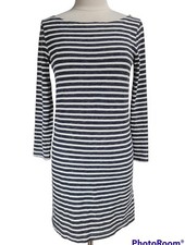 GAP Blue Striped Sheath Mini Dress Women Size S Crew Neck Long Sleeve Stretchy