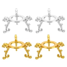 Crystal Ball Stand 4pcs Sphere Display Stand for 40 to 60mm Balls, Golden Silver