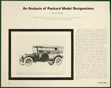 Analysis of Packard Model Designations 1912-15 Vintage Pictorial Article 1976