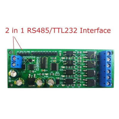 2 in 1 RS485/TTL232 4 Channel MOS Transistor 8CH TTL Level Output Module NEW