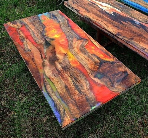 Holz Epoxid Tischplatte Harz River Table Multicolor Epoxidharz Handarbeit Möbel - Picture 2 of 2