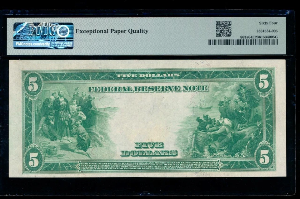 AC Fr 863a 1914 $5 Richmond FRN PMG 64 EPQ - Image 2 of 2
