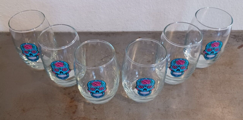 Day Of The Dead Stemless Sugar Skull Glasses 4.77" Tall - Picture 11 of 12