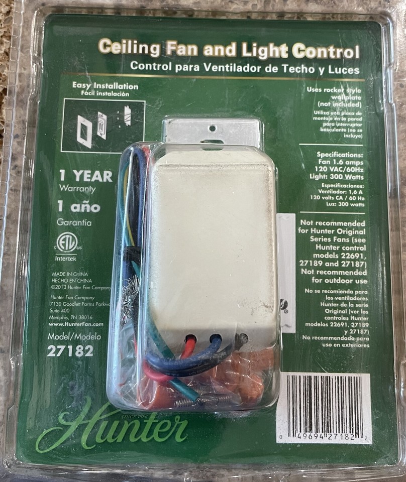 Hunter Ceiling Fan & Light Dimmer Controller Model #27182 | eBay