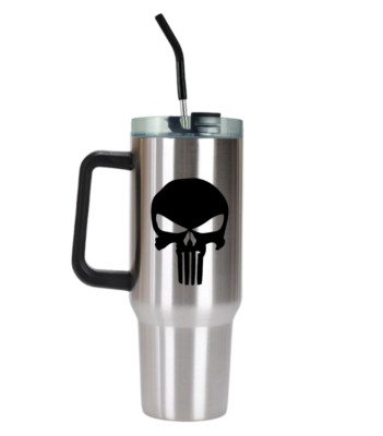 40OZ  STAINLESS STEEL TUMBLER PUNISHER NO SWEAT & HOLDER FRIENDLY
