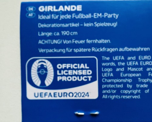 UEFA Euro 2024 Girlande EM Deutschland Germany Deko 190cm - Bild 3 von 3