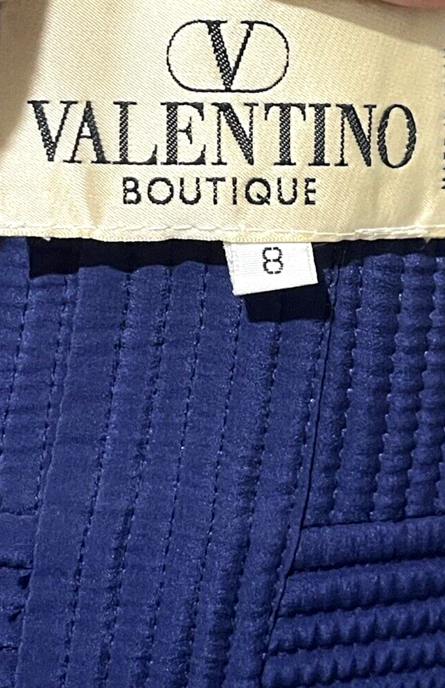 Canotta abito corsetto fiocco stringato blu Valentino Runway vintage IT 44 US 8