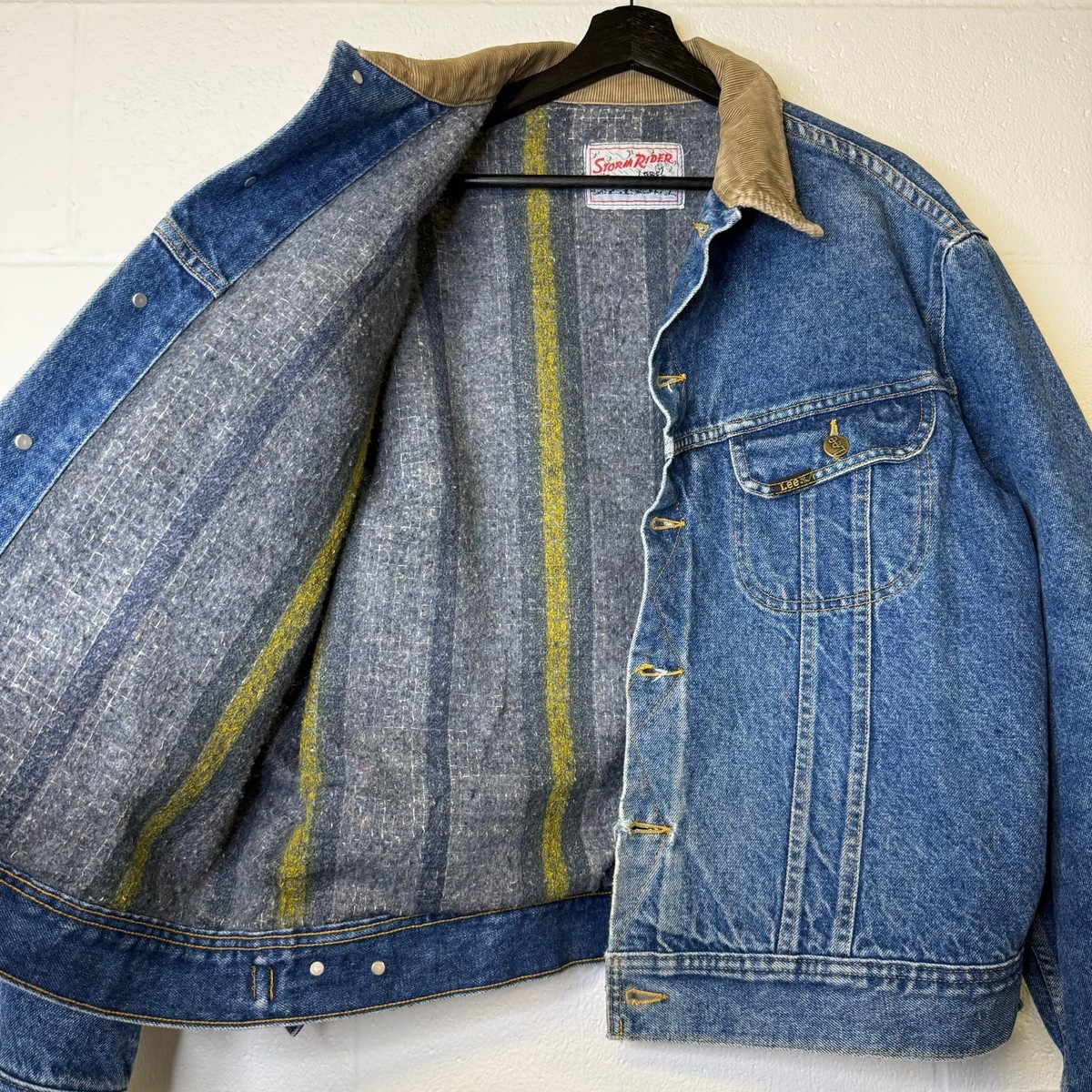 Vintage Lee Storm Rider Jean Denim Blanket Lined Jacket Size 44