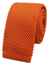 Vintage Smart Casual Men's 2" Skinny Knit Tie Necktie One Size, Orange
