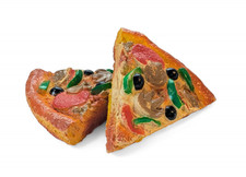 VTG 1988 Pizza Hut 2 PIZZA SLICES Supreme Realistic Fake Food Toy Play Set Slice