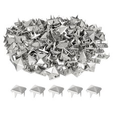 150Pcs Square Pyramid Rivets for Clothing 9mm Four-Jaw Studs Spikes Silver
