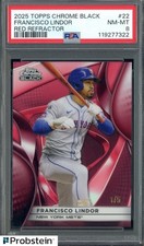 2025 Topps Chrome Black Red Refractor #22 Francisco Lindor Mets 1/5 PSA 8 NM-MT