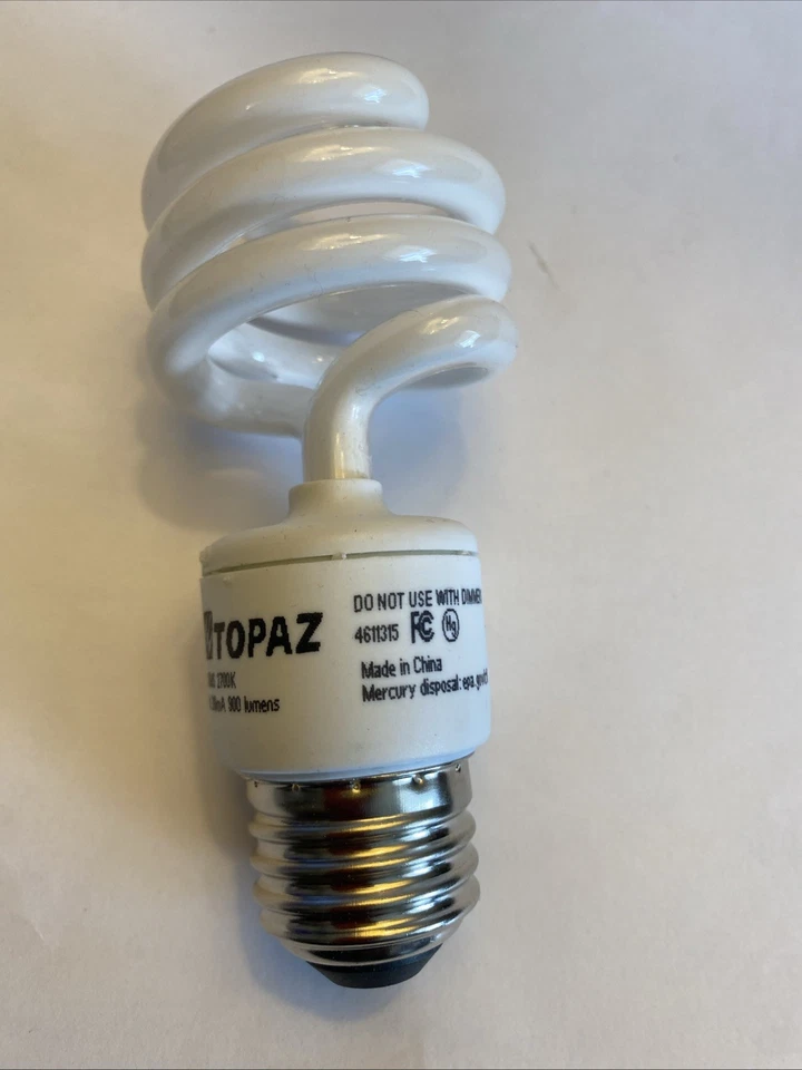 Topaz CF13/SMS/27 13 watt mini compact fluorescent 2700K 10,000 hours warm white - Image 4 of 4