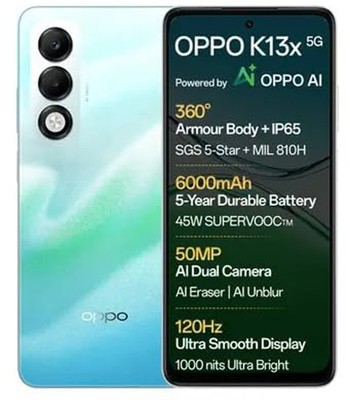 OPPO K13x 5G  (Breeze Blue, 128 GB)  (6 GB RAM) Dimensity 6300 Processor