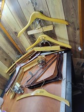 LARGE LOT OF CLOTHES HANGERS SPEACIALTY WOOD and VINTAGE Suits Pants Tops Shirts
