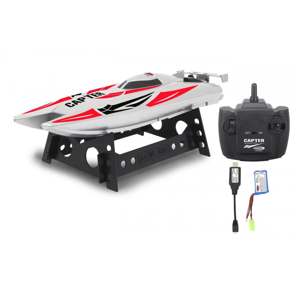 Bateau radiocommandé Capter Jamara speedboot blanc rouge LiPo 7.4V - 3