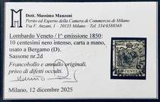 Lombardo Veneto 10 Cent Black Intenso 1850 Bergamo Quality Sprocket