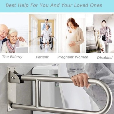 Swing Down Toilet Bar For Bathroom / 450lb Elder Safety 31.5 Stainless Steel