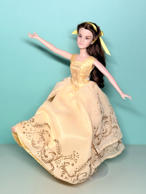 belle gold dress emma watson Disney Beauty and The Beast Live Action Movie Doll yellow sequin velvet