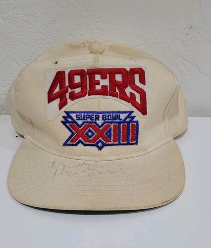 Rare Vintage 1989 Super Bowl XXIII 49ers Snapback Hat Dave Wilcox Autograph HoF