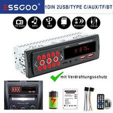 Autoradio Bluetooth Mit Freisprecheinrichtung USB FM BT AUX SD MP3 1 DIN Type-C