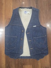 Vintage 70s Wrangler No Fault Sherpa Lined Denim Vest Size S Made USA EXCELLENT