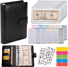 Binder Cash Envelopes A6 Money Saving Binder with Zipper Envelopes Black 