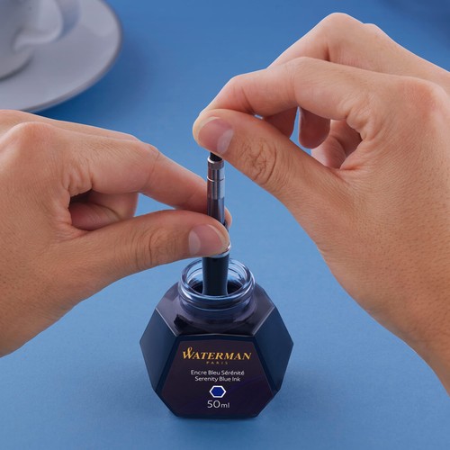 50ml Serenity Blue Fountain Pen Ink Glass Bottle Bold Smooth Flow Reffillable US - Picture 8 of 8