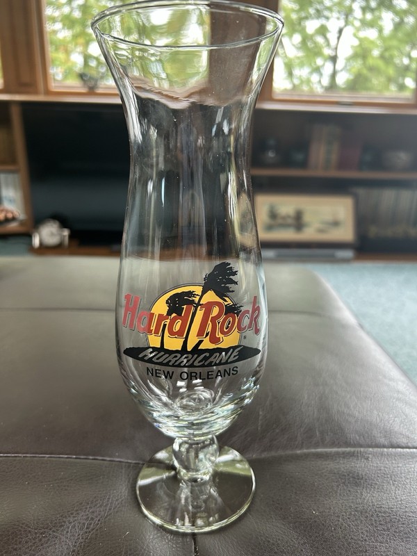HARD ROCK Cafe Original Logo Cocktail Hurricane Glass New Orleans 9.7”