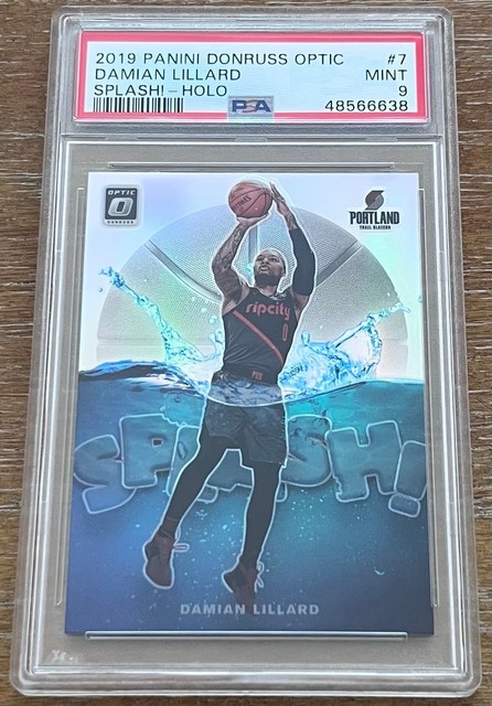 Damian Lillard 19-20 Panini Donruss Optic Splash Silver Holo Prizm ! PSA 9 Mint!