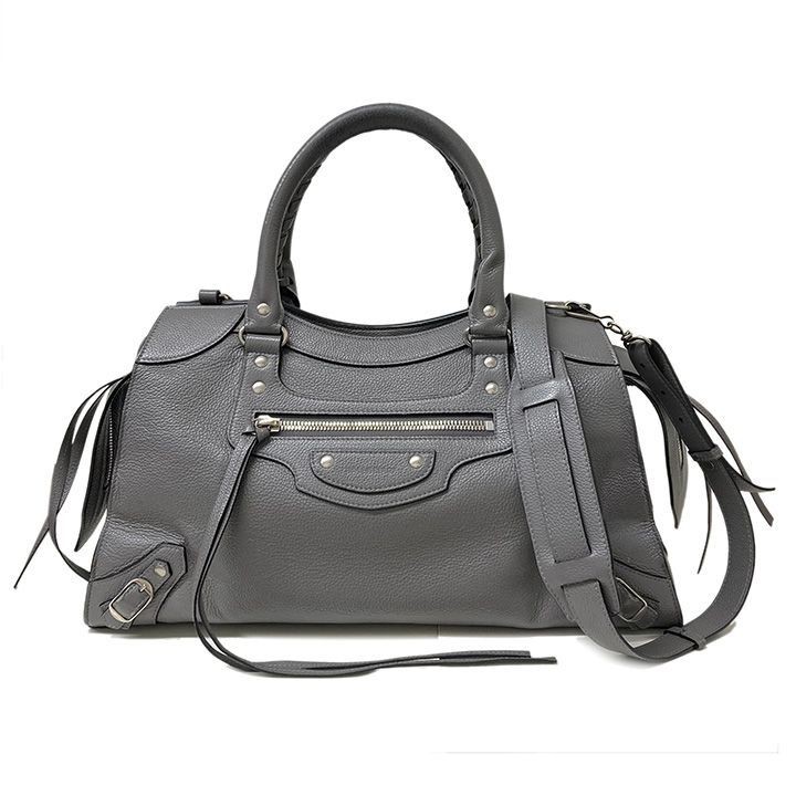 BALENCIAGA 2-Way Bag Neo Classic Medium Gray Handbag Shoulder Bag From Japan