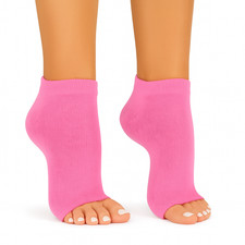 2 Pairs Pink Toeless Yoga Pilates Socks Non Slip Comfortable Cotton