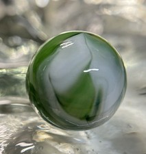 Vintage Alley Agate Sisterville HTF Green White Swirl Marble .63 Mint