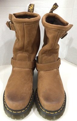 Dr Martens Women s Aniston HI Tumble Nubuck Biker Boots Desert Brown Size 8