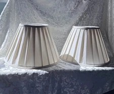 Vintage Pleated Lamp Shades 10” Empire Style Table Lamp Off White Fabric - C3